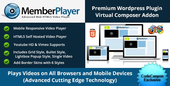 MemberPlayer HTML5 Video, Youtube, & Vimeo v1.13.3 – VC Addon