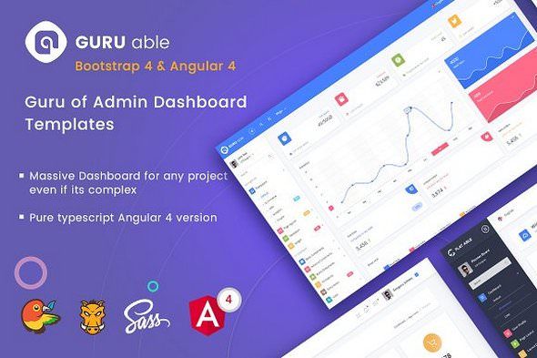 CreativeMarket – Guru Able v1.0 – BS 4 and Angular 4 Dashboard