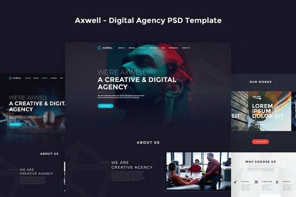 CreativeMarket – Axwell – Digital Agency PSD Template