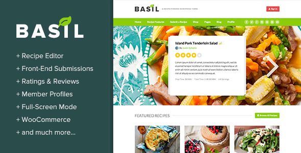 Basil Recipes v1.5.0 A Recipe Powered WordPress Theme