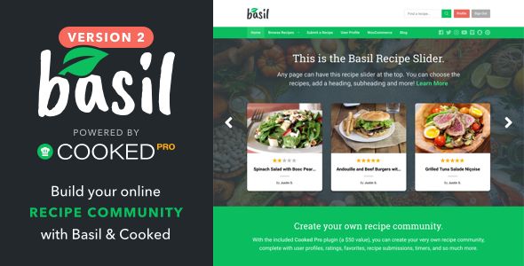 Basil Recipes v2.0.2 – A Recipe-Powered WordPress Theme