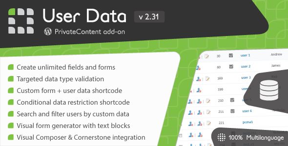PrivateContent – User Data add-on v2.31