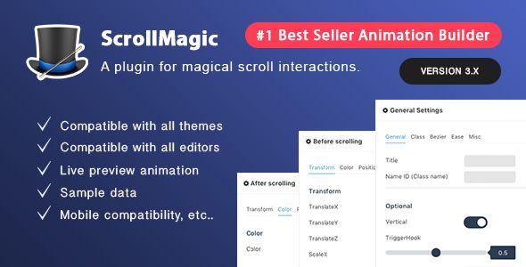 Scroll Magic v3.5 – Scrolling Animation Builder Plugin