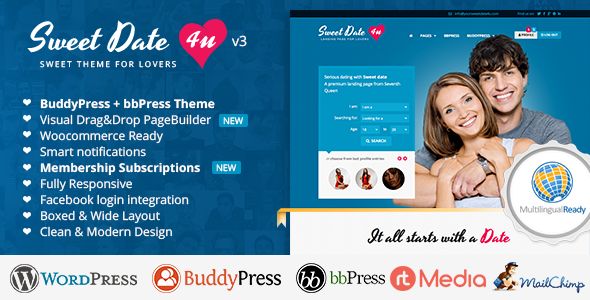 Sweet Date v3.1 – More than a WordPress Dating Theme