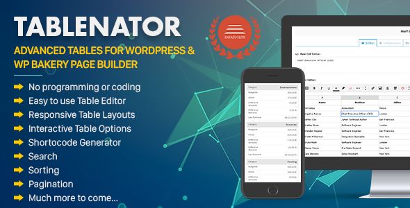 Tablenator v2.0.2 – Advanced Tables For WordPress