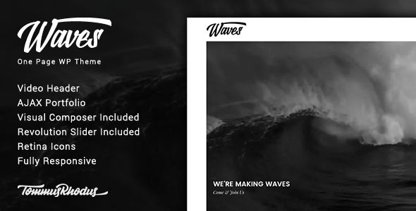 Waves v1.0.0 – Fullscreen Video One-Page WordPress Theme