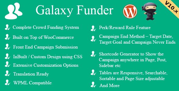 Galaxy Funder v10.5 – WooCommerce Crowdfunding System