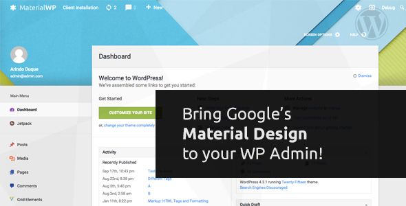 Material WP v0.0.38 – Material Design Dashboard Theme