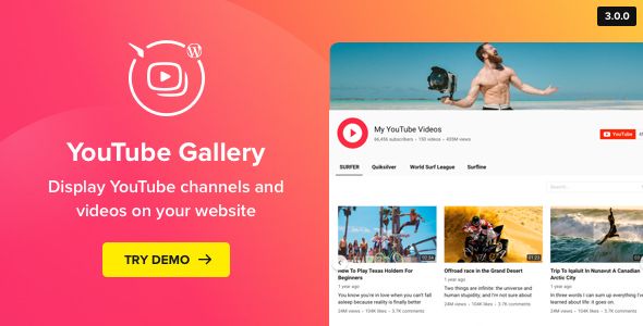 YouTube Plugin v3.0.0 – WordPress YouTube Gallery